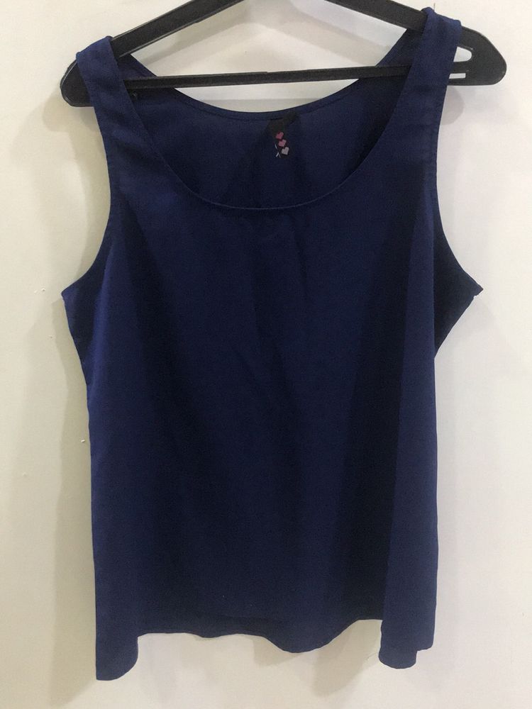 Navy Blue Sleeveless Top For Women