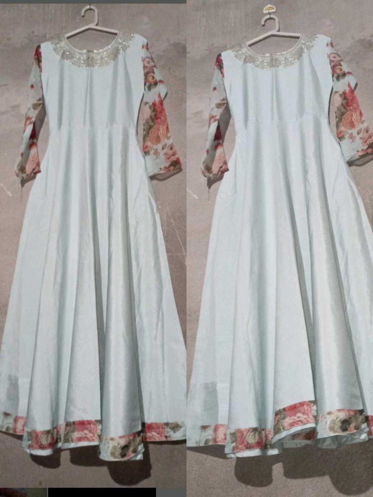 Light Blue Colour Full Flared Frock