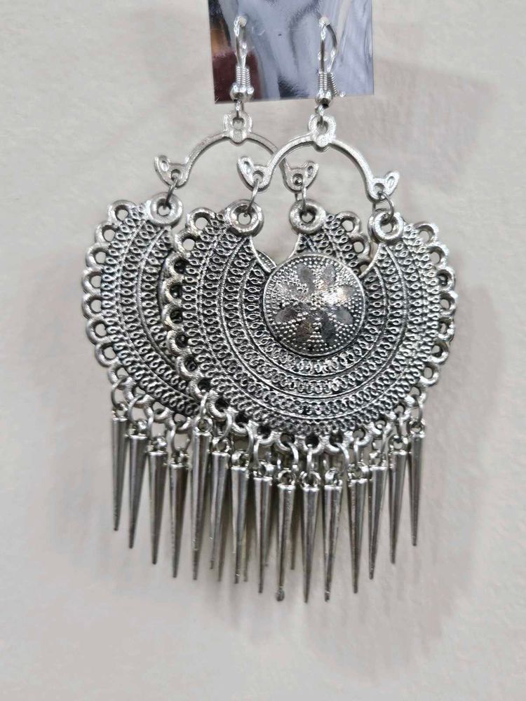 Silver Bohemian Dangle Earrings