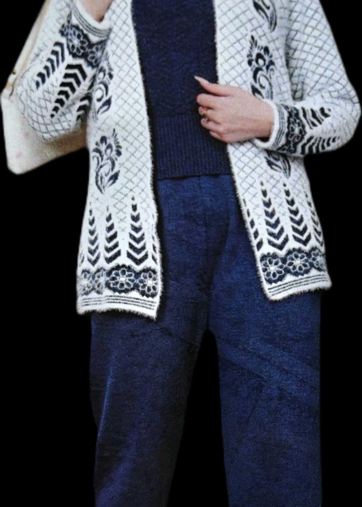 Vintage Patterned Cardigans Super Heavy Suit Set