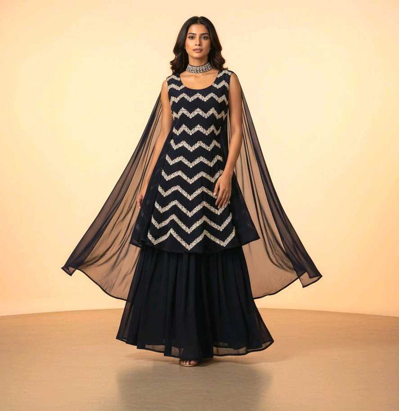 Elegant Navy Blue Kurta Set