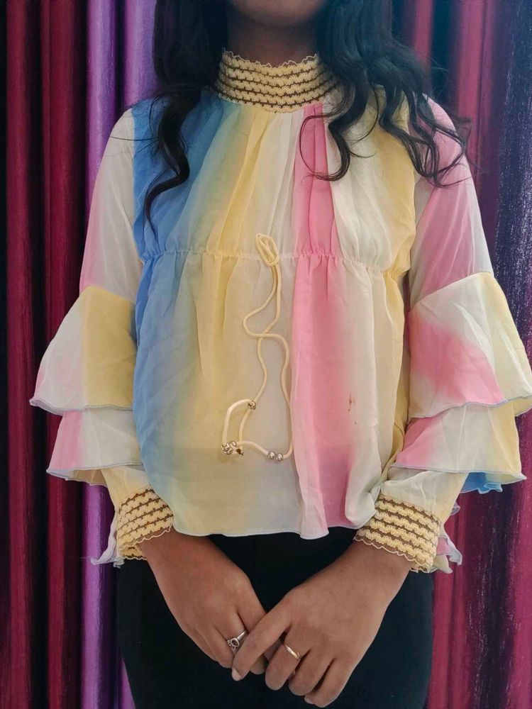 Rainbow Bell Sleeve Top