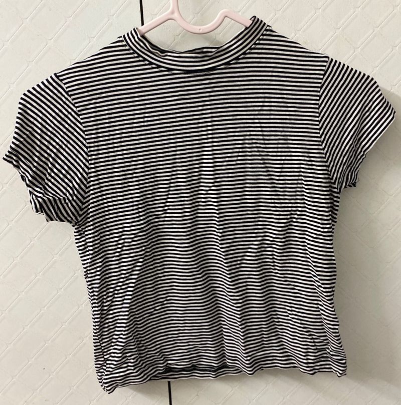 Striped Mock Neck Top
