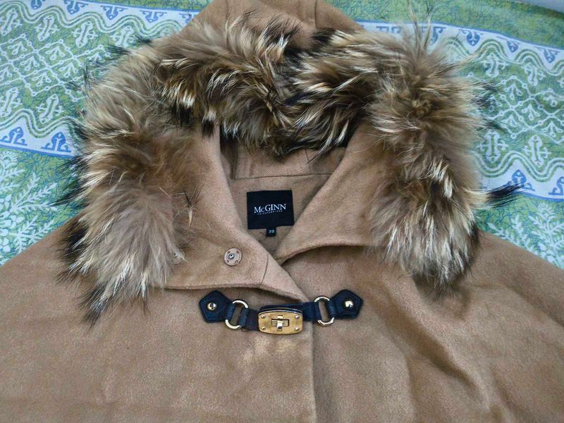 McGinn Wool Cape with Fur Hood