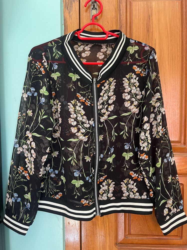 Floral Sheer Mesh Jacket