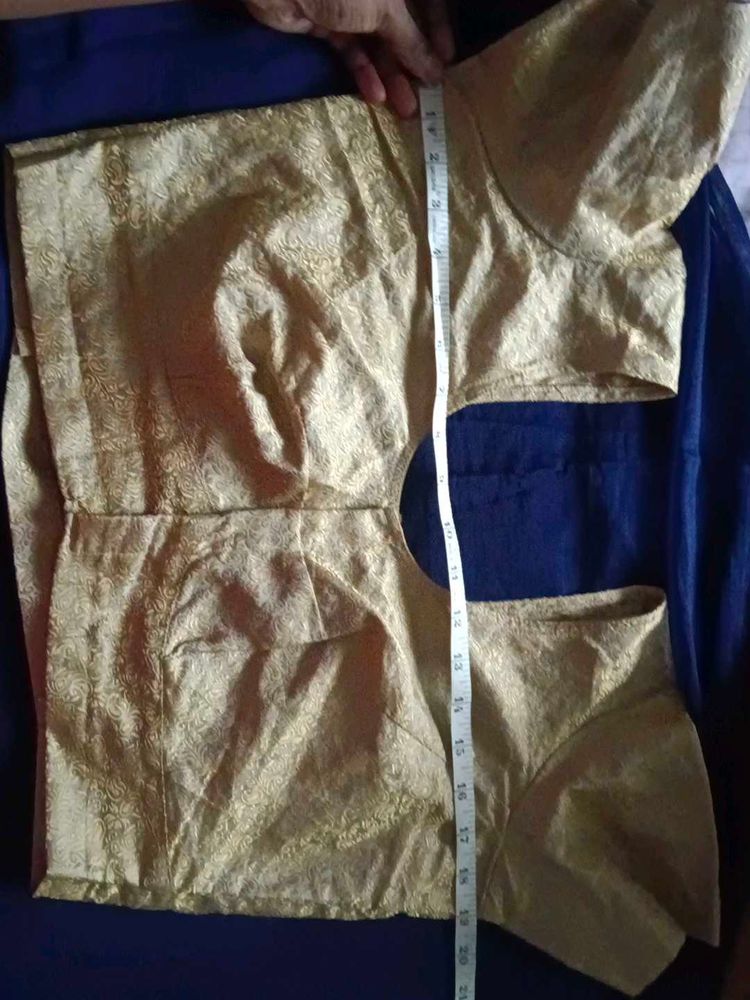 White Blouse Golden Zari Design