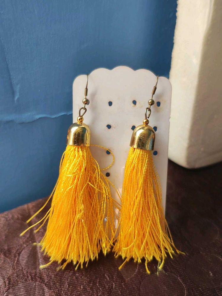 Yellow Tassel Earrings..it&#39;s perfect for haldi💝😃