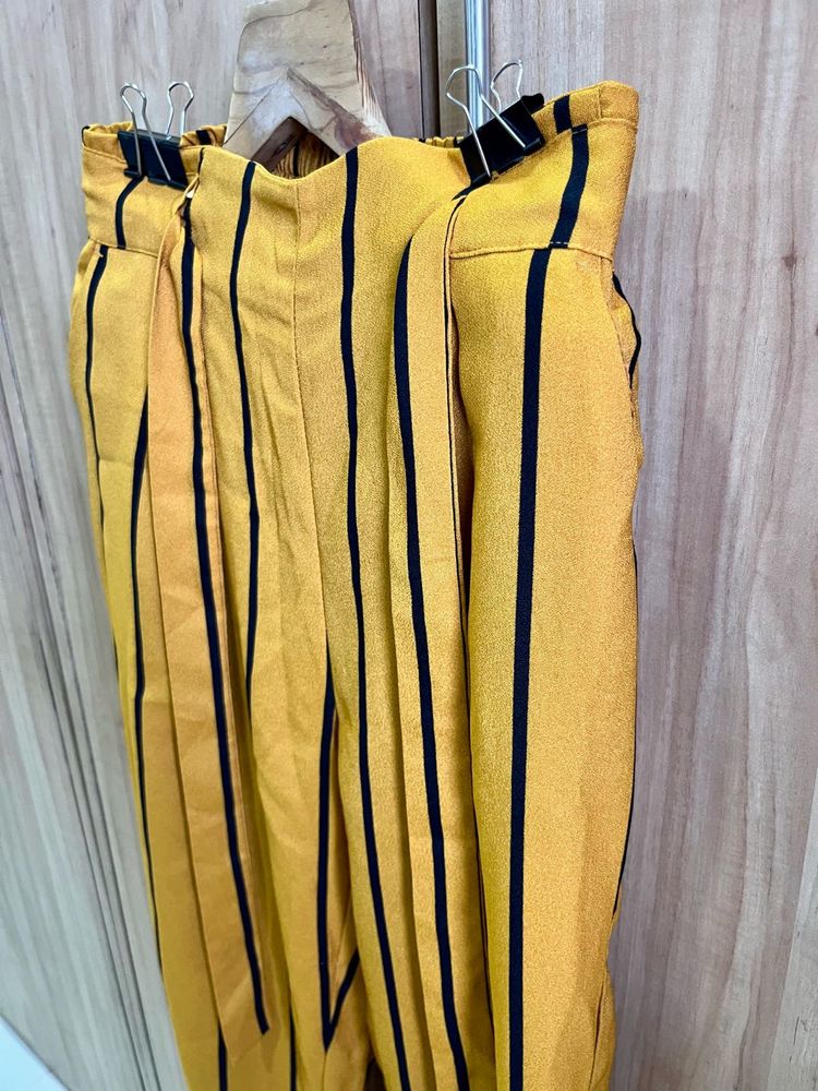 Mustard Striped Pants- Size Small