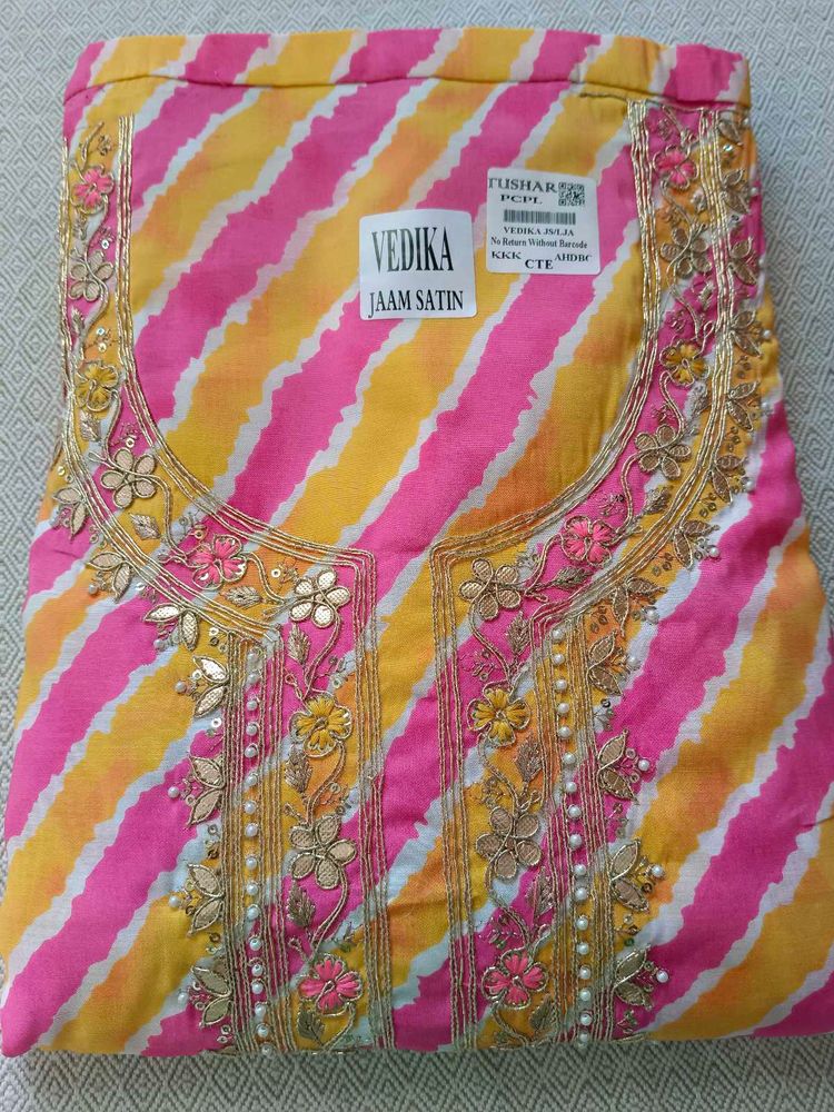 Striped Satin Dress Material