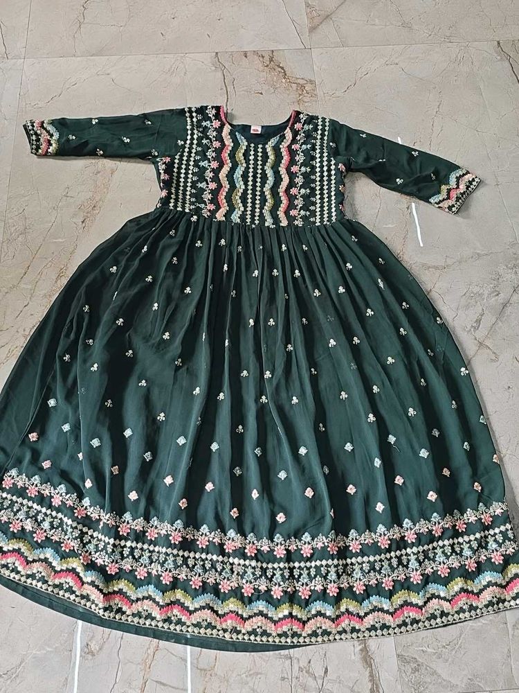 Emerald Green Embroidered Anarkali