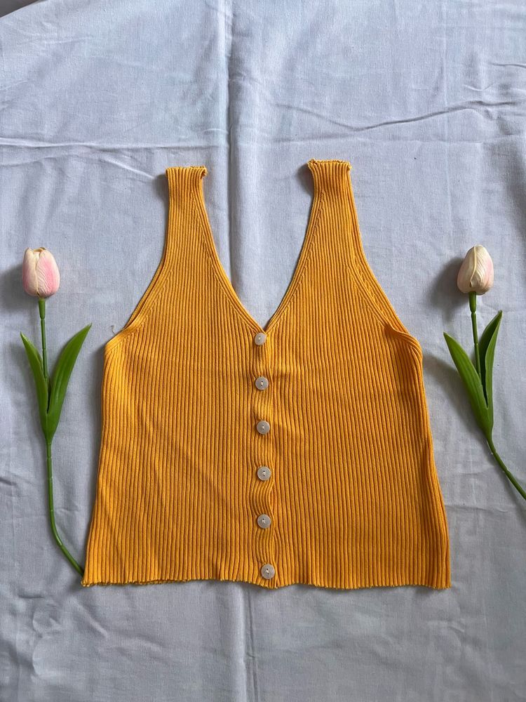 Mustard Button-Down Tank Top