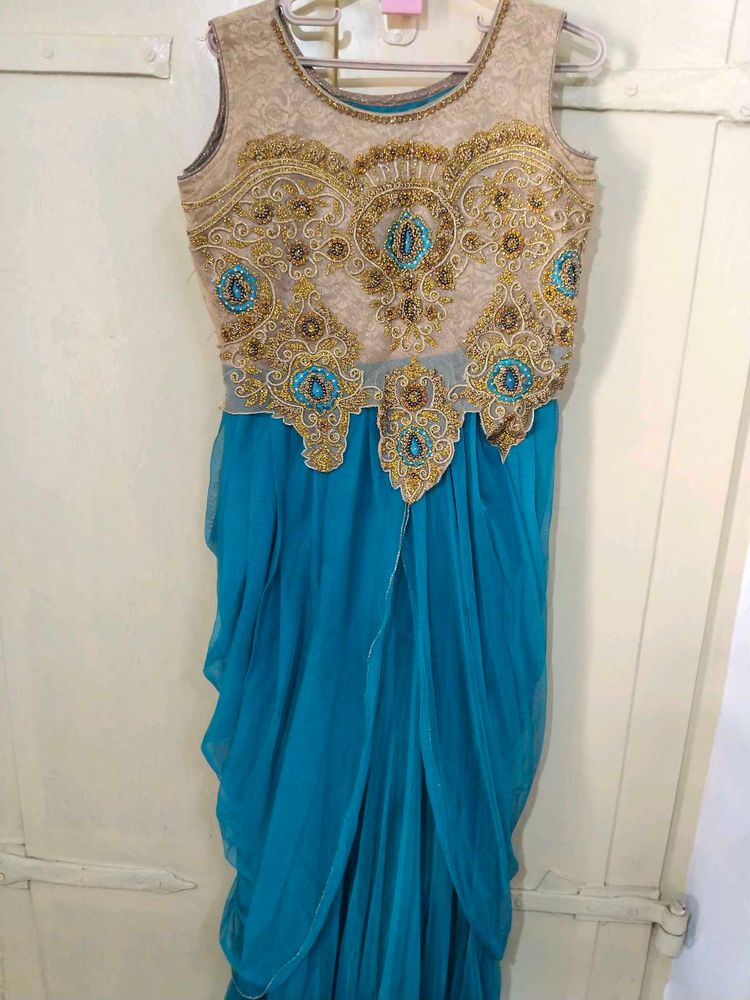 sea blue Elegant Indian Ethnic Dress