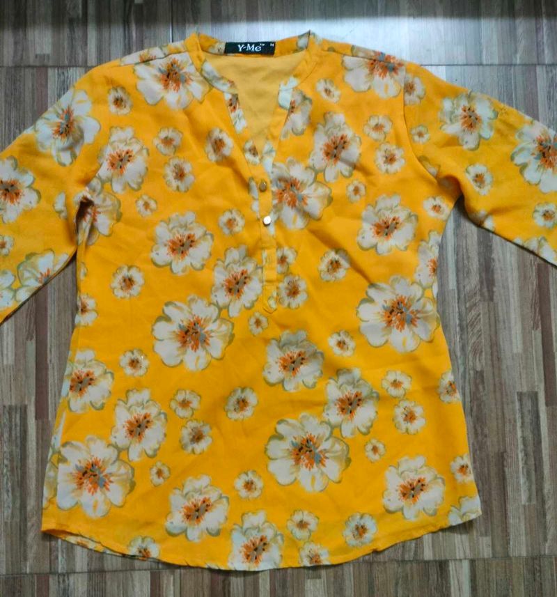 Yellow Short Kurta Top
