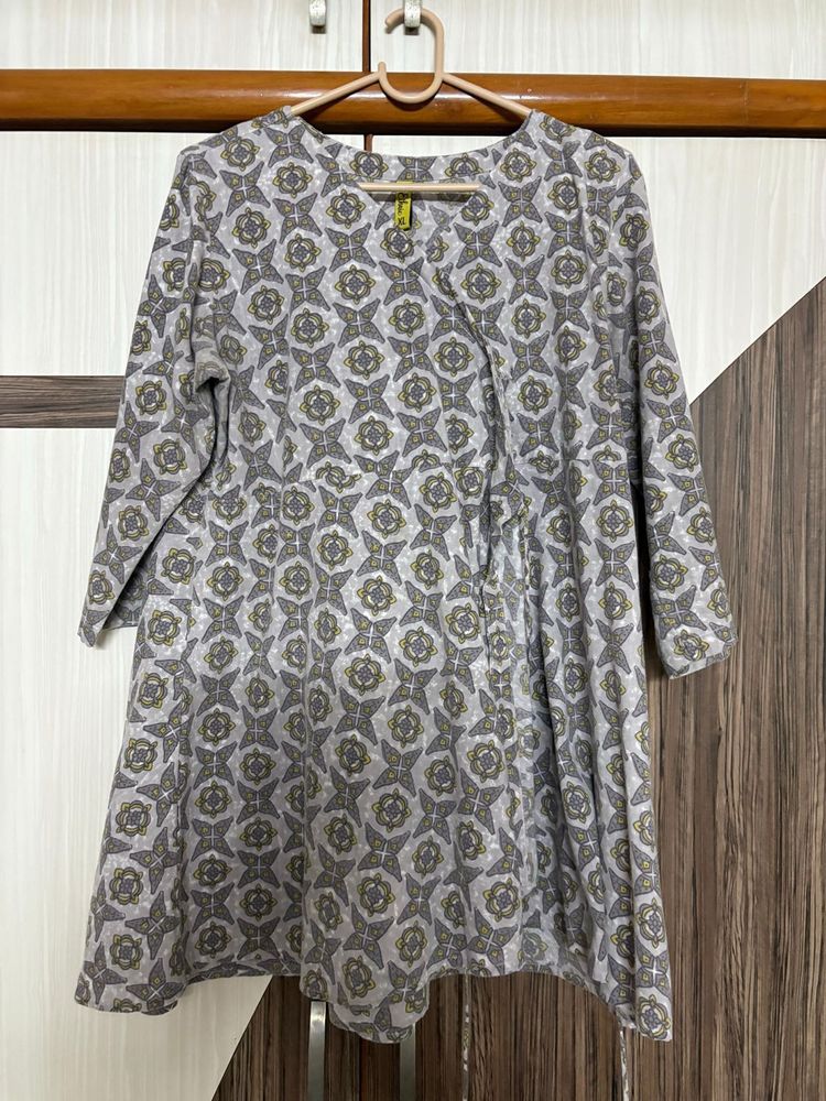 Printed Grey Short Kurtis
