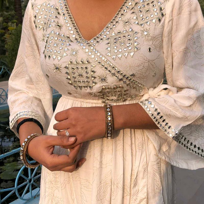 OFFWHITE MIRROR WORK KURTHA