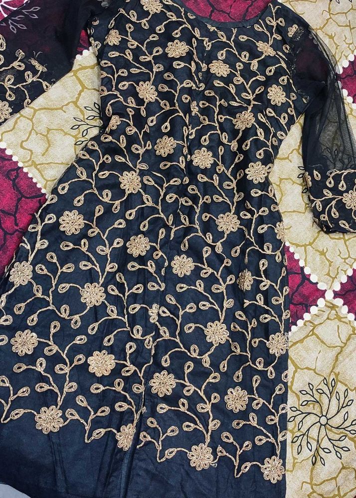 Sparkling Golden Black Kurti