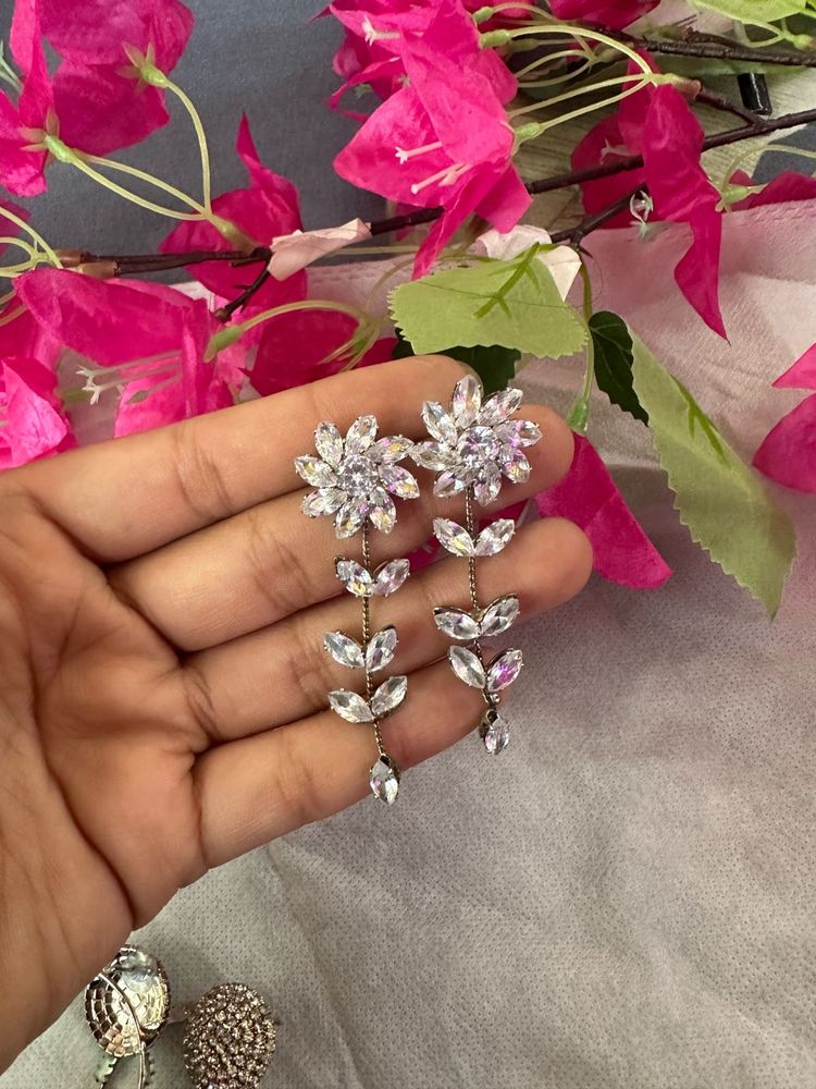 Rhinestone Drop Earring And Stud