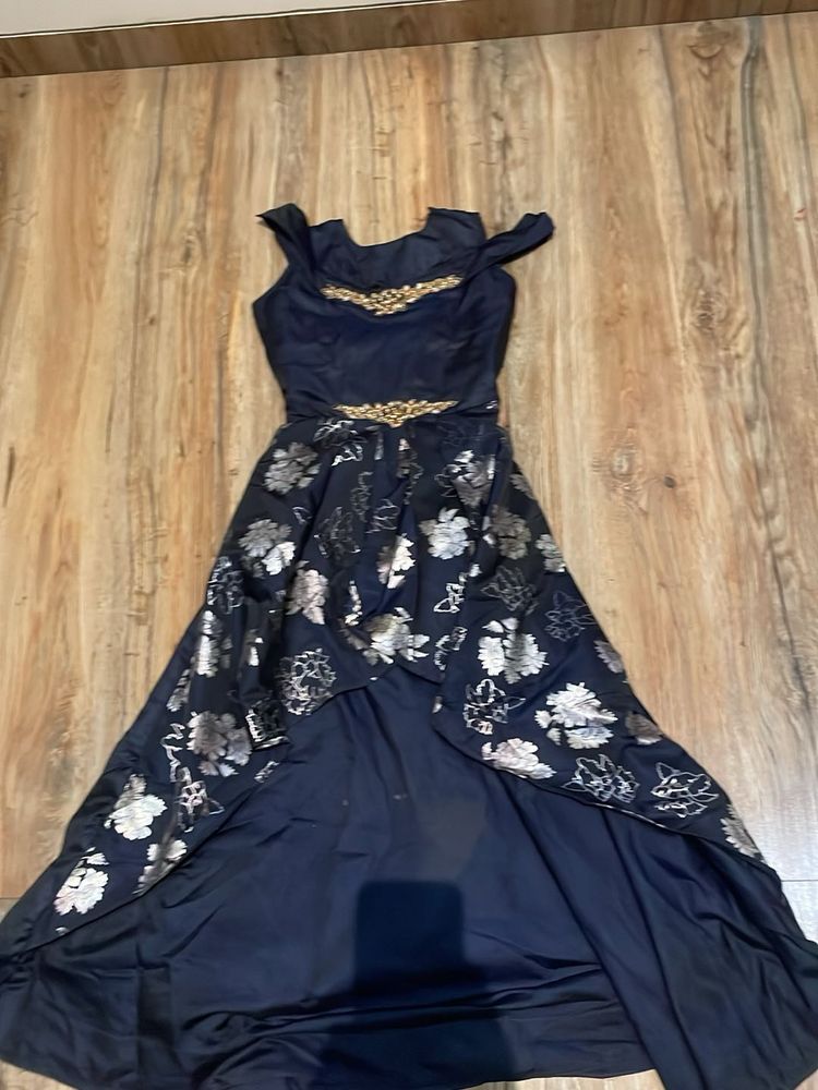 Elegant Navy &amp; Silver Gown