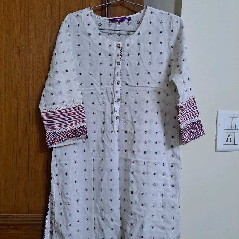Rangriti White Printed Kurti