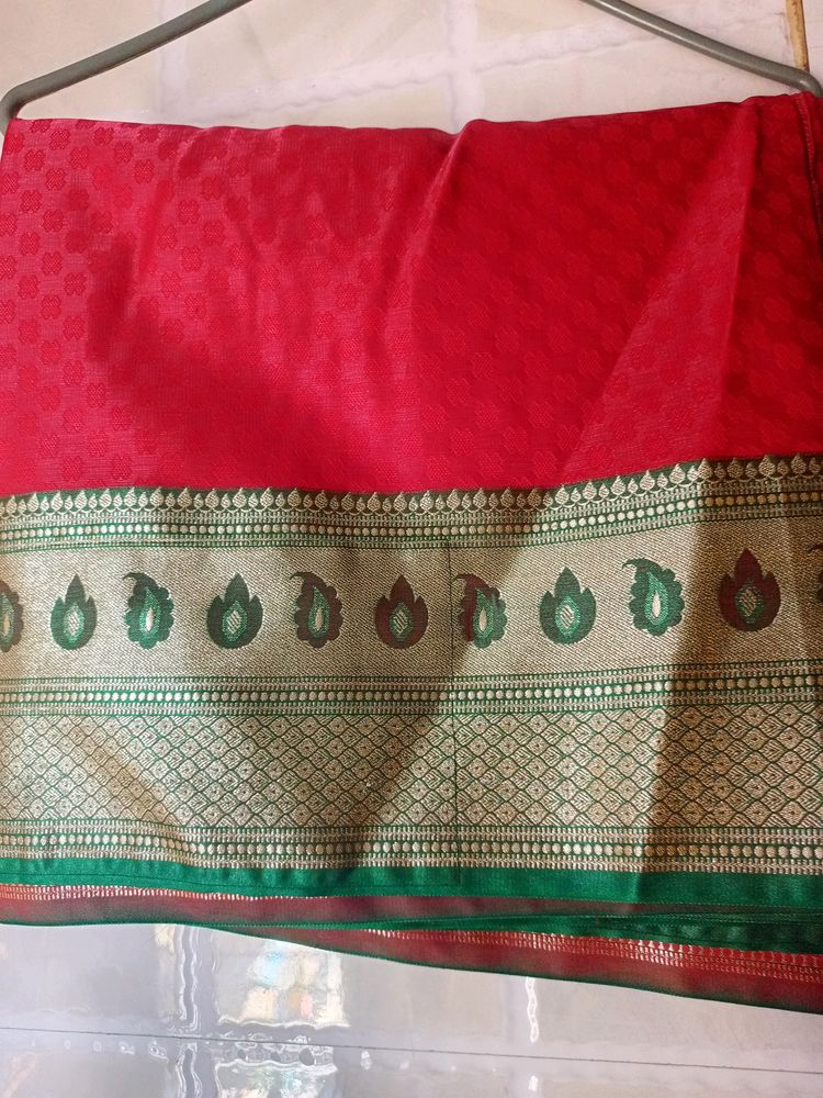 Banarasi Ren &amp; Green Saree