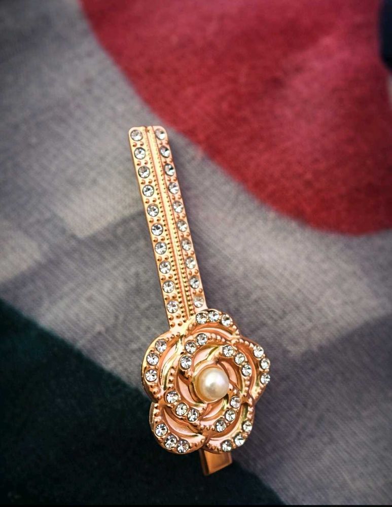 Rose Hair Clip with Pearl