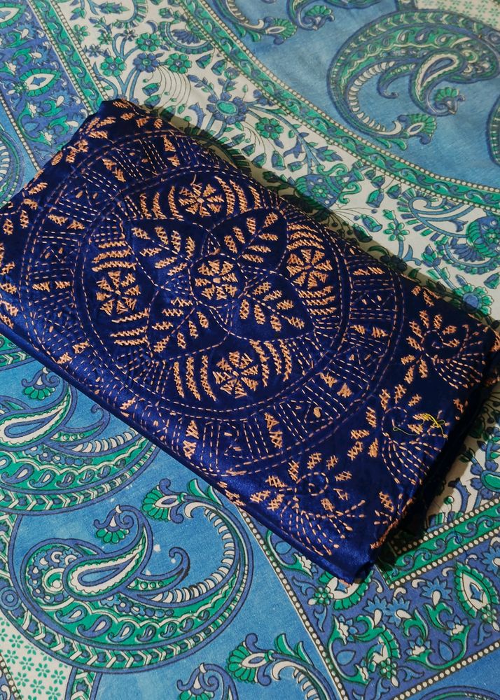 Embroidered Kantha Art Silk Saree