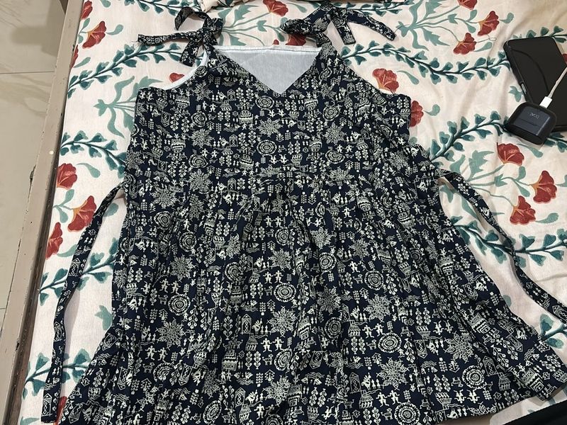 Printed Dress with Tie Straps