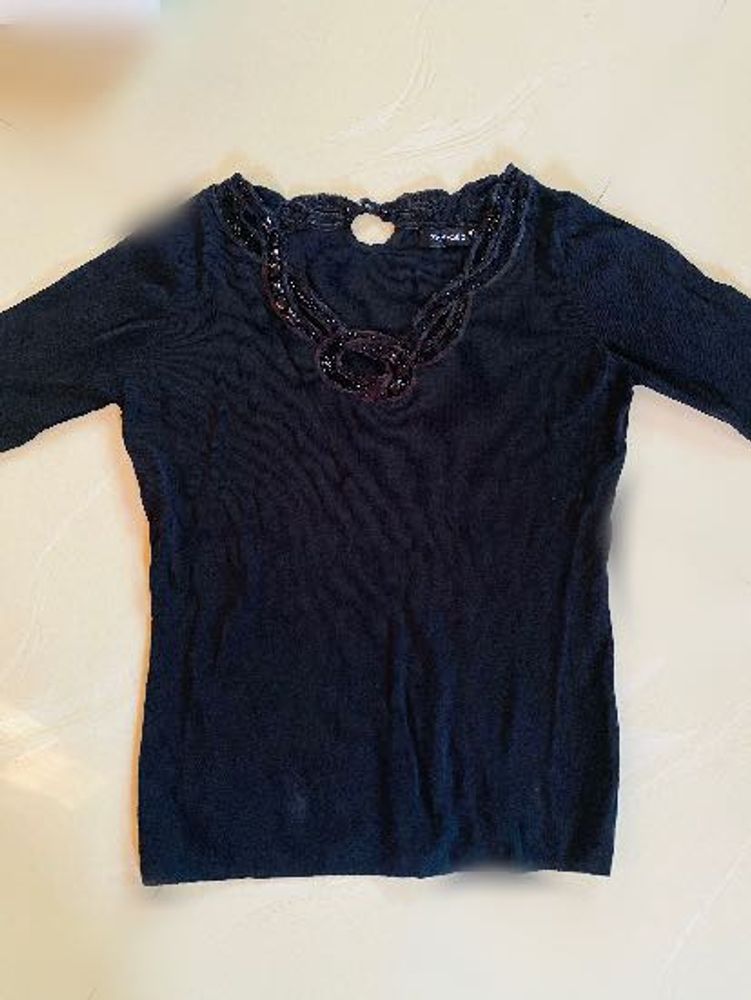 Elegant Embellished Black Top