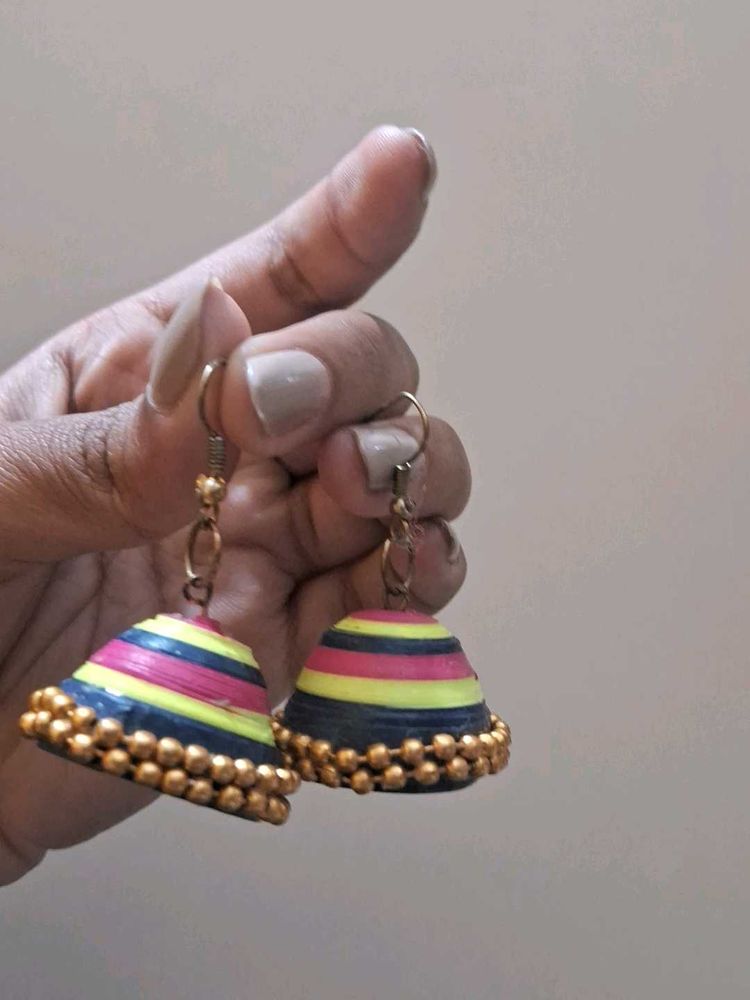 Striped Jhumka Earrings