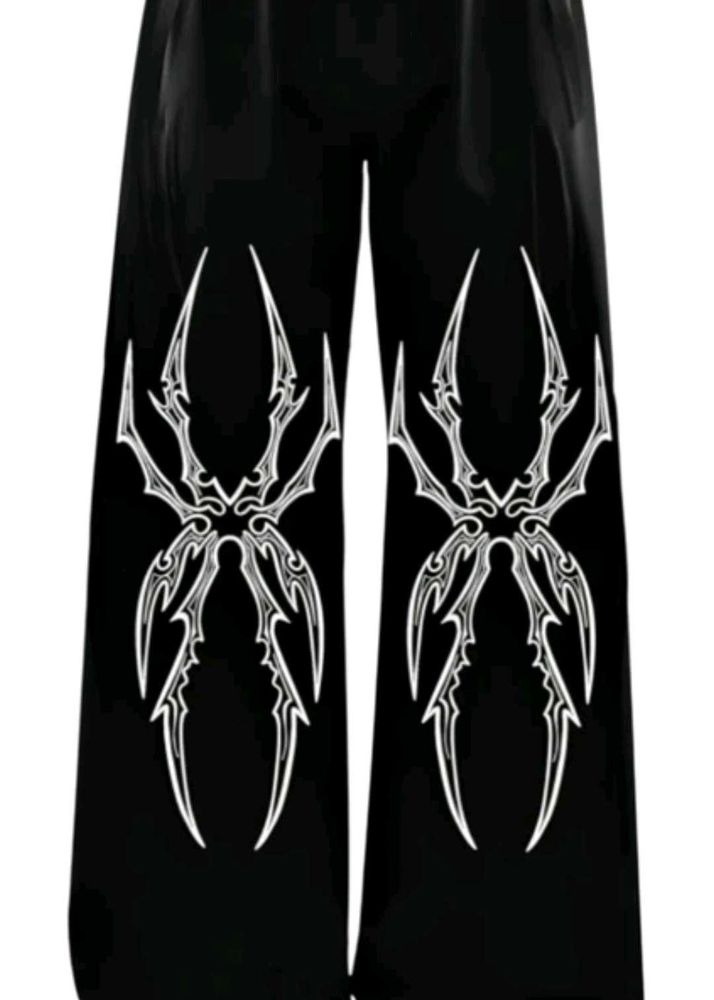Black Graphic Print Pants
