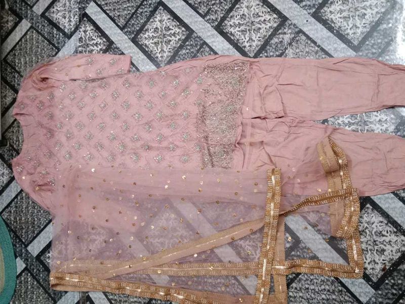 Light pink full suit with dupatta