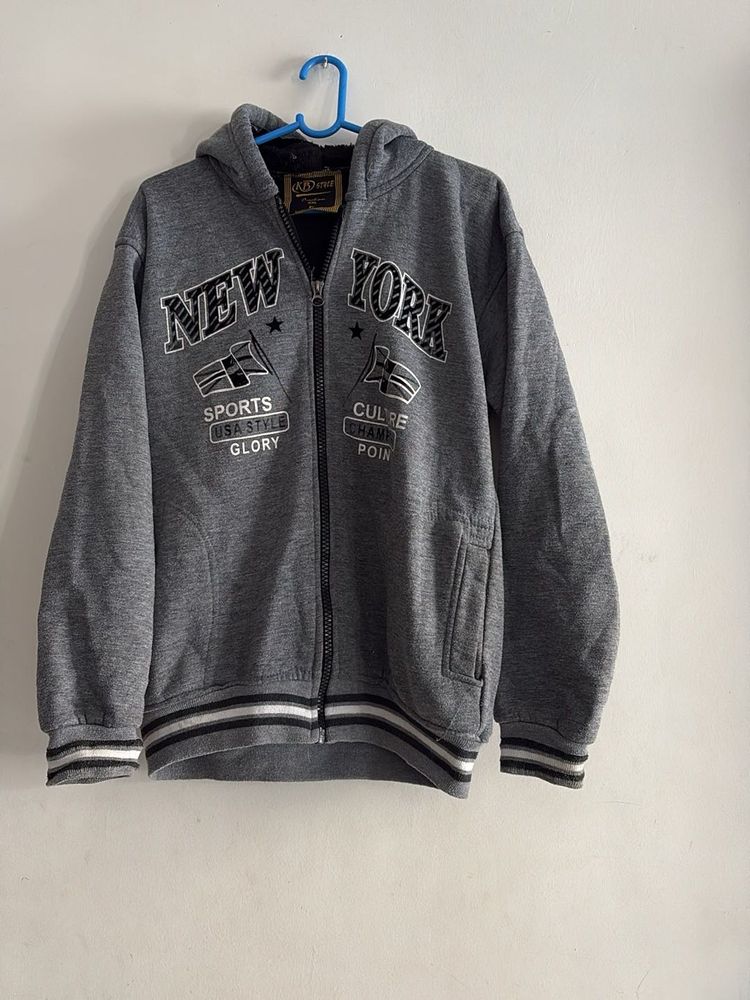 Gray "New York" Zip-Up Hoodie