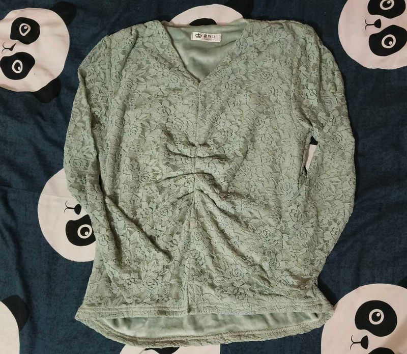 Pastel green furry top