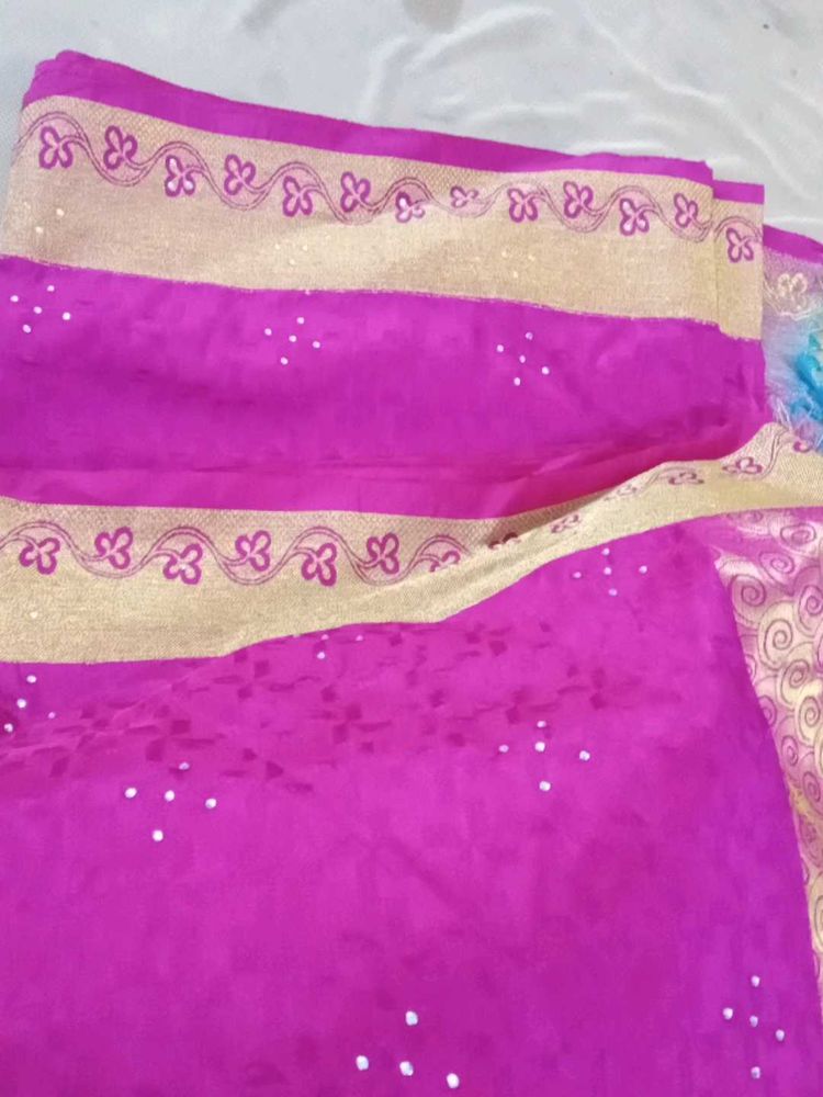 Pink Embellished Saree