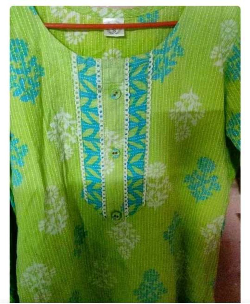Green Printed Kurta Set