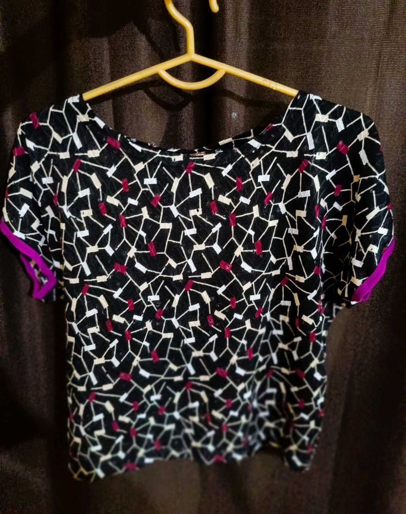 Patterned Sheer Crop Top