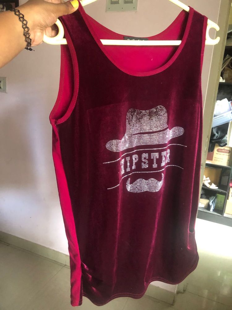Sleeveless Maroon Velvet Top