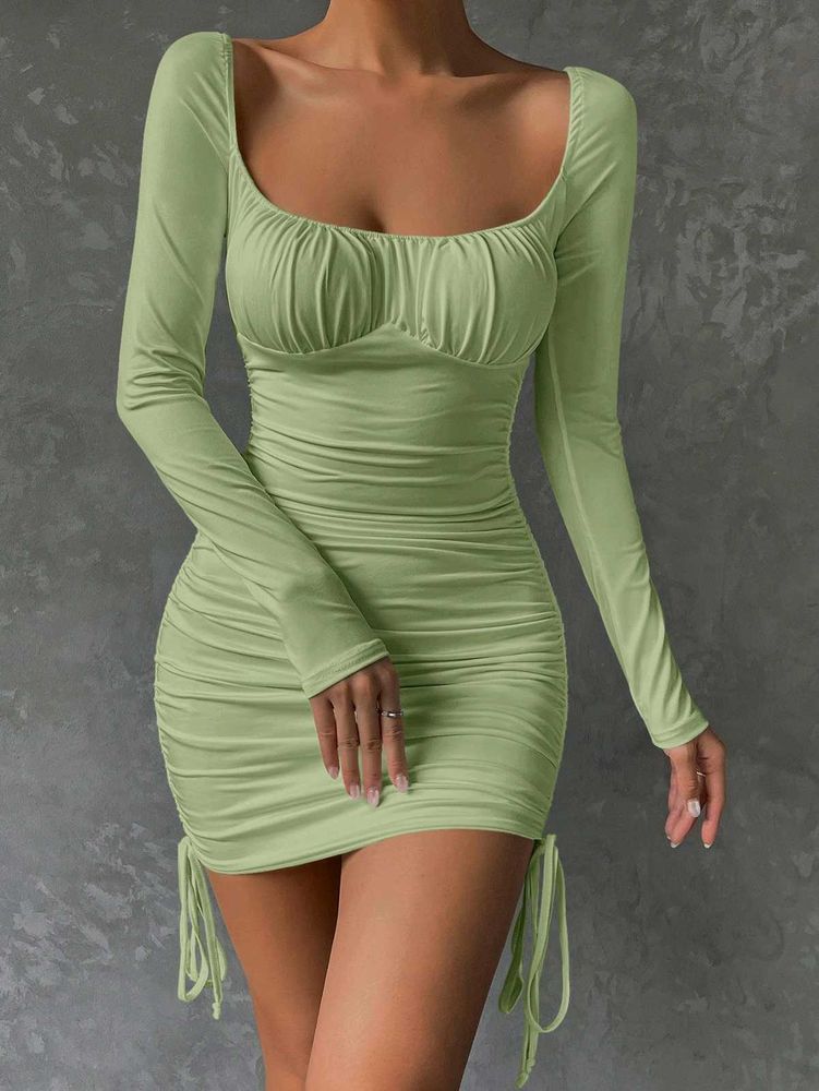 352711. Sage Green Bodycon Mini Dress