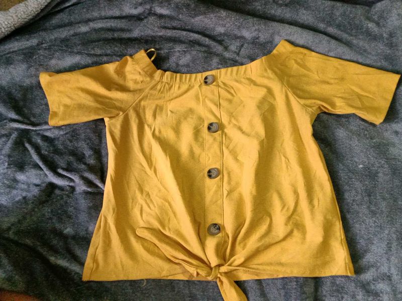 Yellow Button Tie Top
