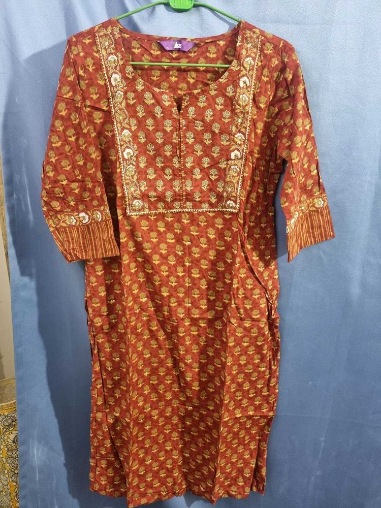 Libas Floral Print Cotton Kurta