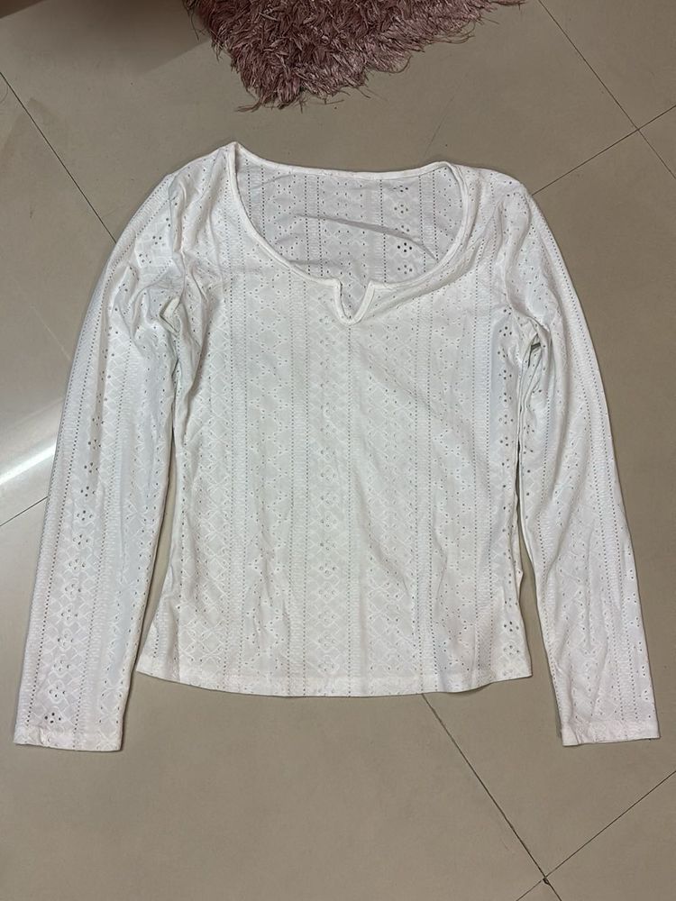 White Long Sleeve Top
