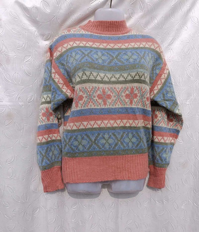 Vintage Patterned Knit Sweater