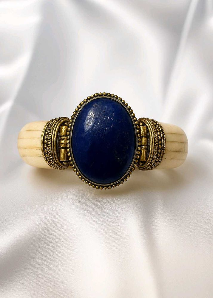 LAPIZ LAZULI Gemstone Bone Mosiac Blue Bangle