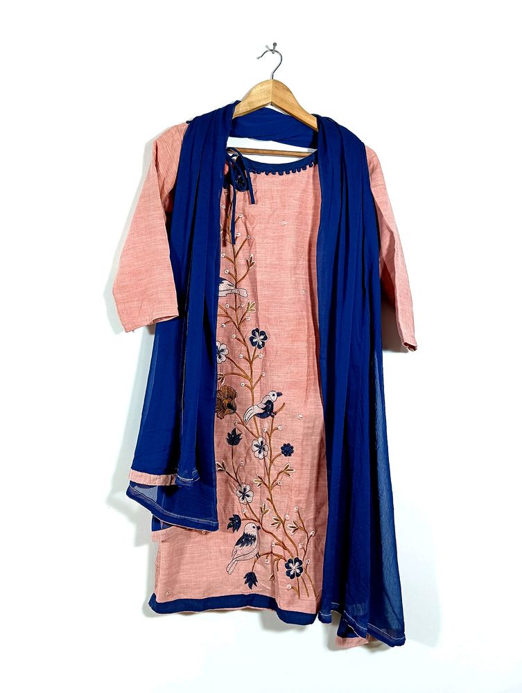 Pink &amp; Blue Kurta With Dupatta