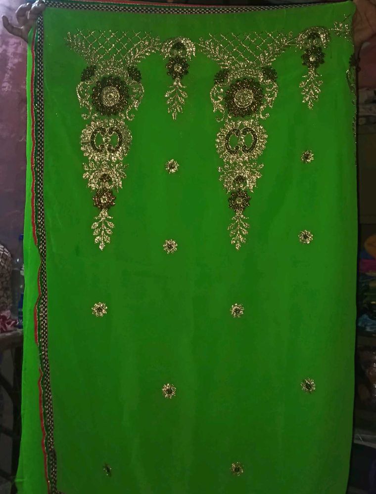 Green Embellished Saree