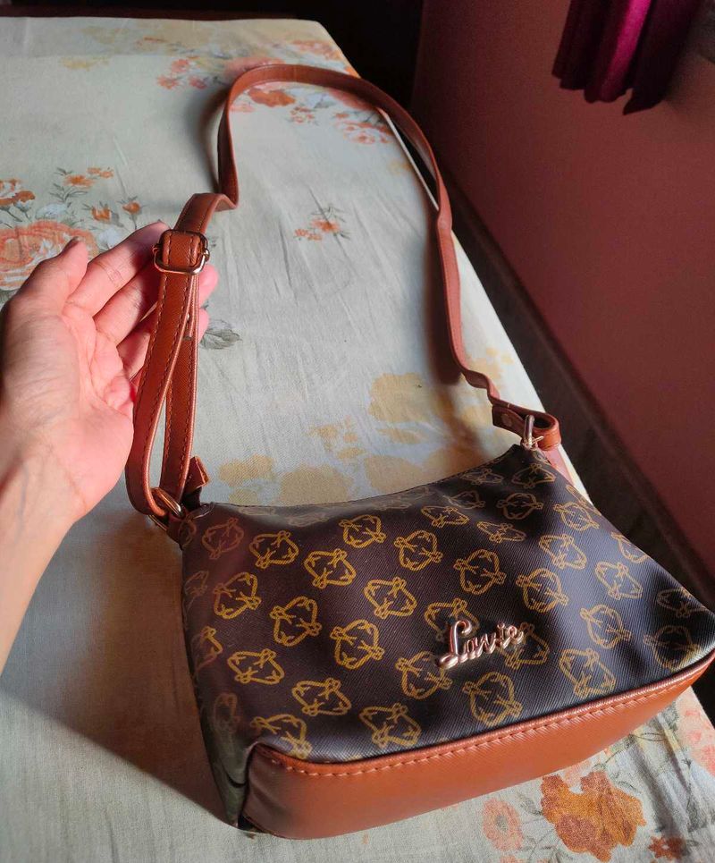 Lavie Tan Brown Logo Printed Sling Bag