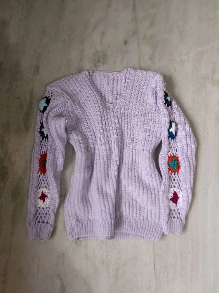 Lilac Crochet Granny Square Sweater