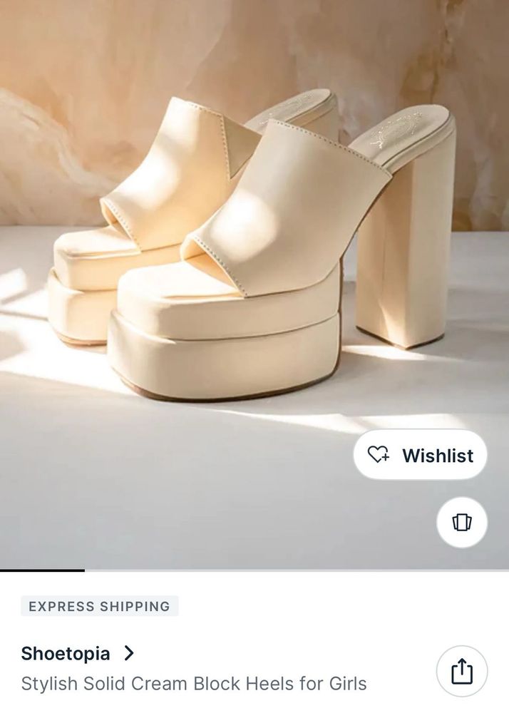 Cream Block Heel Mules Used Once Only