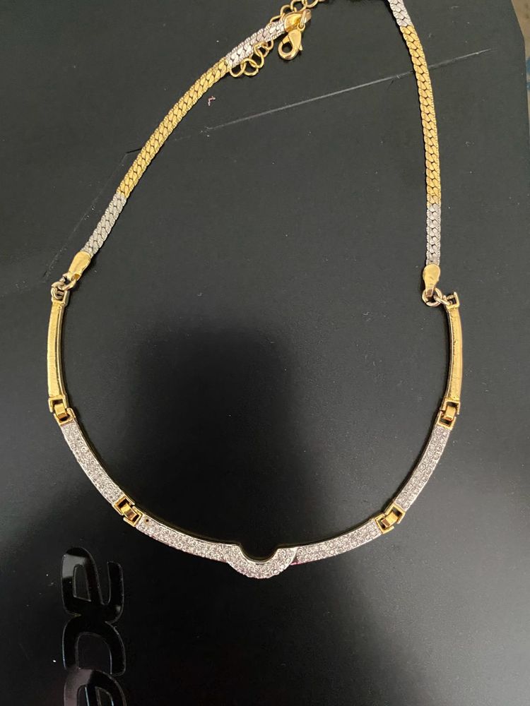 Elegant Two-Tone American Diamond necklaceNecklace