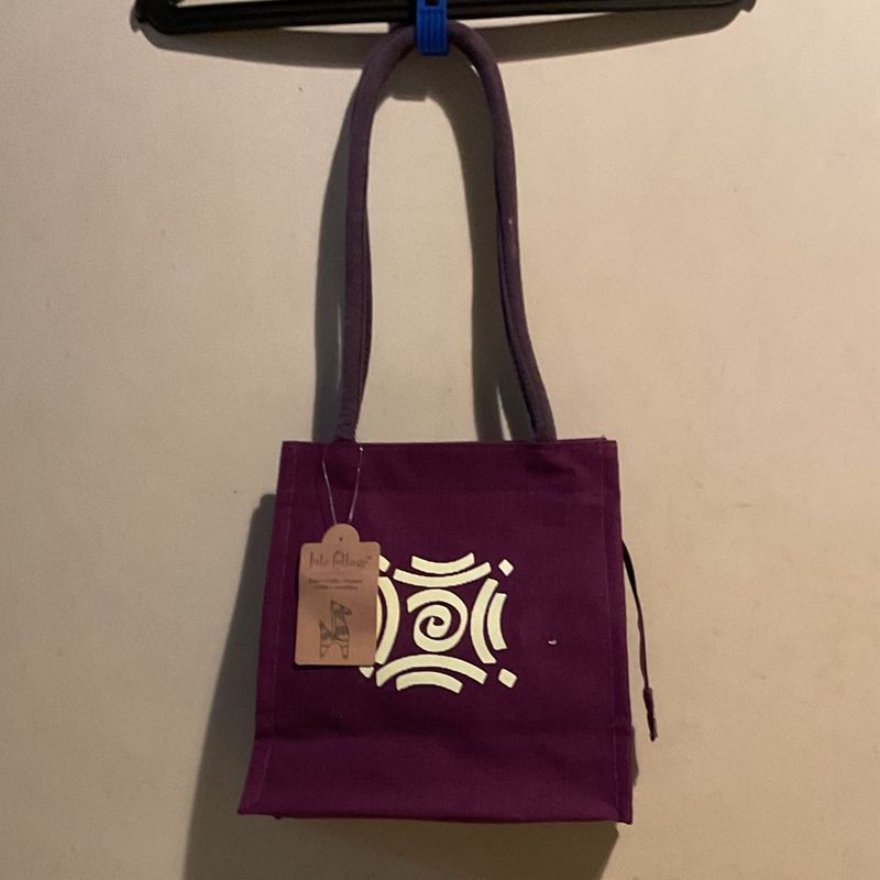 Purple Graphic Print Tote Bag